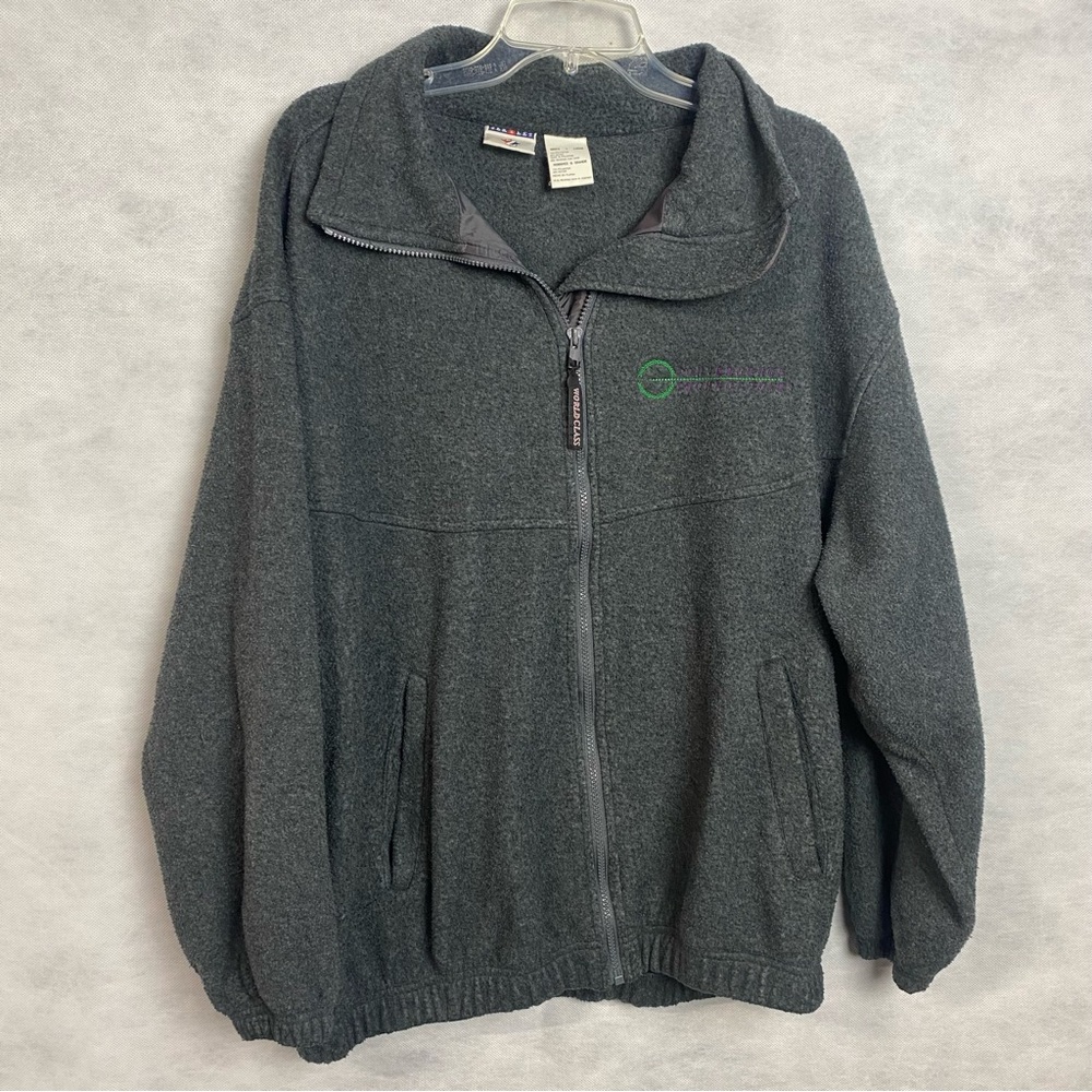 Vintage 80s Jerzees Men’s Fleece Jacket Sz Large Dark Gray Full Zip